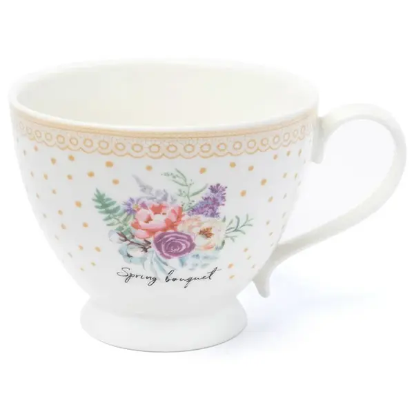 Keramický šálek Jumbo 420ml béžová krajka