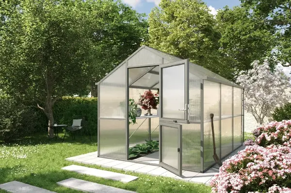 Zahradní skleník KGT Iris III 3,2 x 2,3 m, antracit/šedá