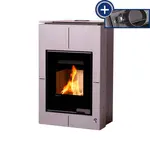 Kachle s výmenníkom AQUAFLAM VARIO SAPORO 11/7kW sivá, elektronická regulácia FLHSF34-089