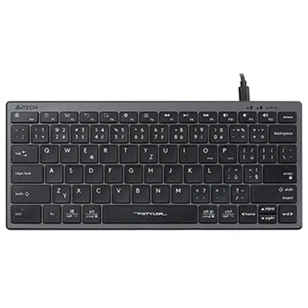 A4Tech FX51, Klávesnice CZ, bez numeriky, nízkoprofilová typ drátová (USB), šedá