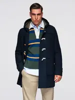 Ombre Men's wool and hooded duffle coat - navy blue