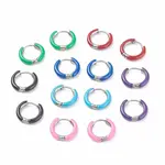 Two Tone 304 Stainless Steel Chunky Huggie Hoop Earrings with Enamel for Women