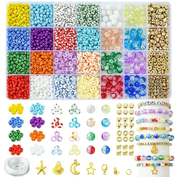 DIY Alloy & Polymer Clay & Glass Earring/Bracelets Jewelry Making Kits