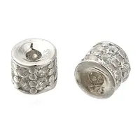925 Sterling Silver Micro Pave Clear Cubic Zirconia Spacer Beads