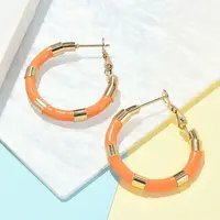 PVD Vacuum Plating 201 Stainless Steel Enamel Hoop Earrings for Women