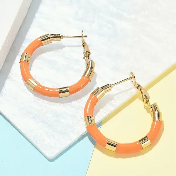 PVD Vacuum Plating 201 Stainless Steel Enamel Hoop Earrings for Women