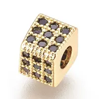 Brass Micro Pave Cubic Zirconia Beads