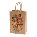 Christmas Theme Printed Kraft Paper Bags with Handles