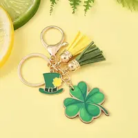 St. Patrick's Day Alloy Enamel & Faux Suede Tassel & Wood Keychains
