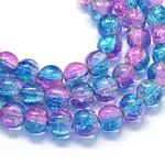 Baking Paint Transparent Crackle Glass Round Bead Strands