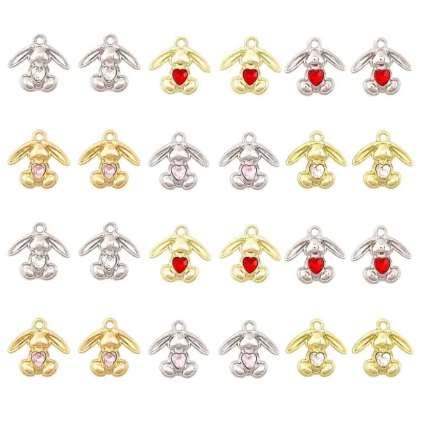 24Pcs 6 Style Rack Plating Alloy Pendants