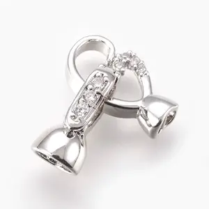 Brass Micro Pave Cubic Zirconia Fold Over Clasps