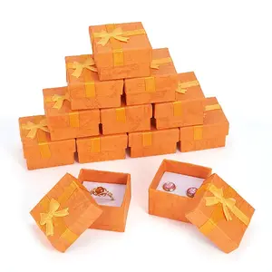Square Paper Jewelry Ring Gift Boxes with Bowknot