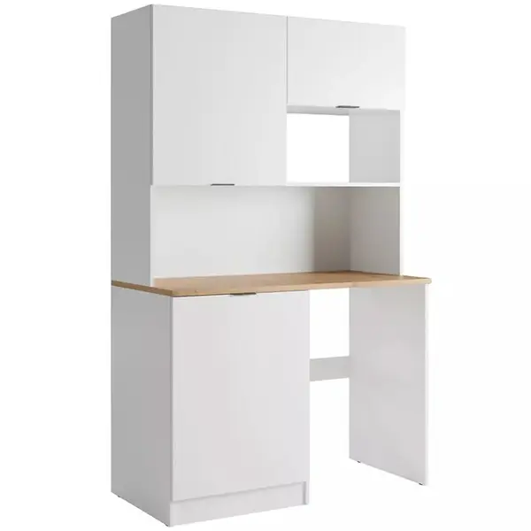 Vitrína do kuchyně Luna bílá s deskou dub artisan