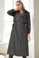 Z9674 DEWBERRY WOMEN'S TRENCH COAT-BLACK