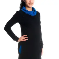Teplákové těhotenské/kojící šaty Eline, dlouhý rukáv - černé, vel. XL