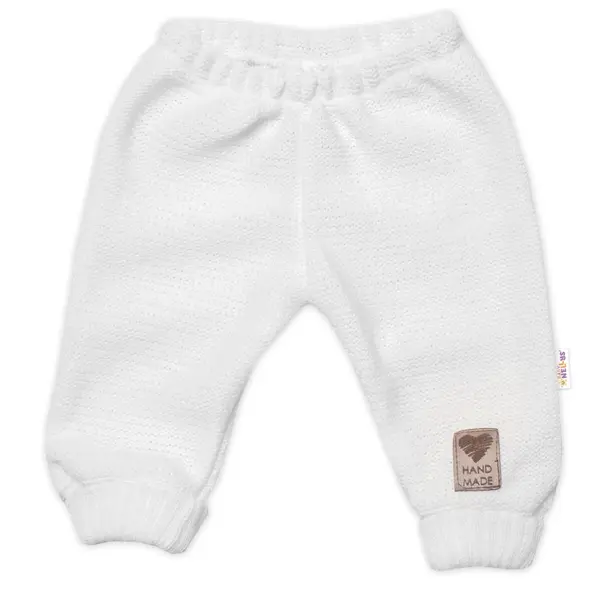 Baby Nellys Pletené kojenecké kalhoty Hand Made  bílé