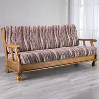 Bielastické potahy OCEANO NOVÉ hnědo-vínové trojkřeslo s dřevěnými rukojeťmi (š. 150 - 200 cm)