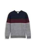 TOM TAILOR Sveter  námornícka modrá / sivá melírovaná / tmavočervená