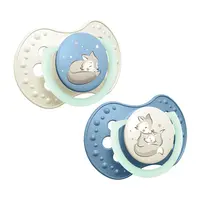 LOVI Dudlík svítící silikonový dynamický  night&day 0-6m kluk 2 kusy