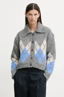 Kardigan s příměsí vlny Marc O'Polo šedá barva, 5000007512