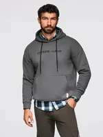 Ombre Men's kangaroo sweatshirt with embroidery and hood - graphite