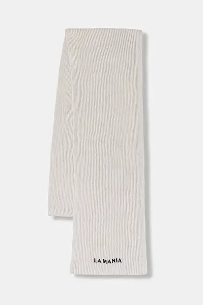 Vlněná šála La Mania MAEVE béžová barva, hladká, MAEVE