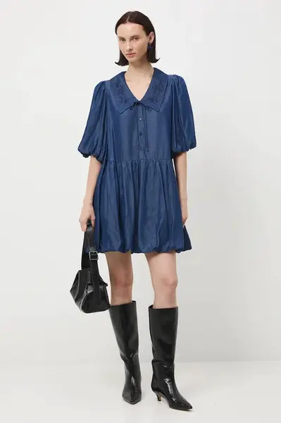 Džínové šaty Medicine tmavomodrá barva, mini, oversize