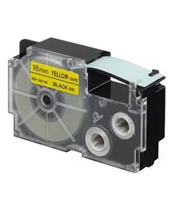 Casio XR-18YW1, 18mm x 8m, černý tisk/žlutý podklad, originální páska