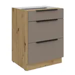 Spodní skříňka Aria 60 D 3S BB - Premium Box Barva korpusu: Dub artisan, Barva dvířek: TA - Sandgrau AFM