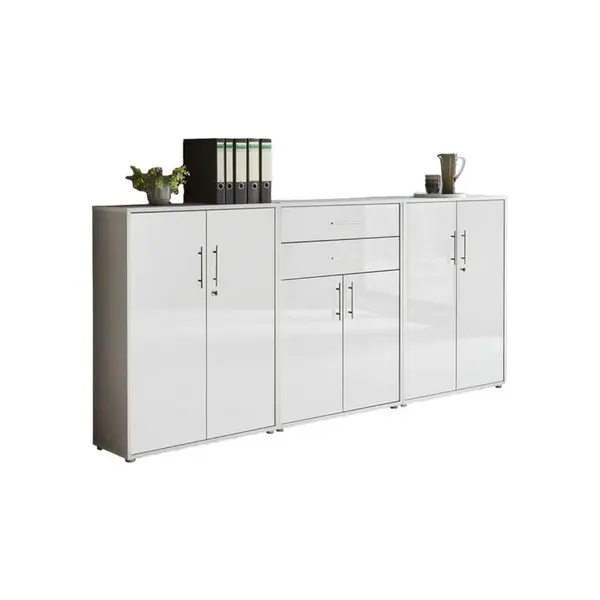 MID.YOU SKŘÍŇ NA ŠANONY, šedá, vysoce lesklá bílá, 253,2/113,6/33 cm