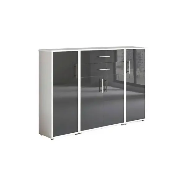 MID.YOU SKŘÍŇ NA ŠANONY, bílá, vysoce lesklá antracitová, 172,6/113,6/33 cm