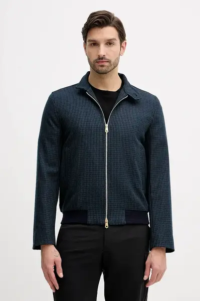 Bunda s příměsí vlny Paul Smith tmavomodrá barva, M1R-603Z-T02808