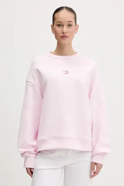 Bavlněná mikina Tommy Jeans dámská, černá barva, s aplikací, DW0DW17325