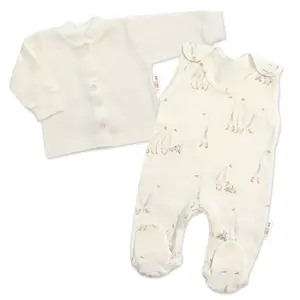 Baby Nellys Kojenecké dupačky s košilkou, bavlna, Husičky, smetanové