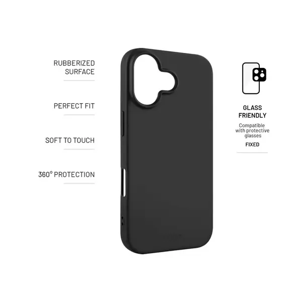 Zadní pogumovaný kryt FIXED Story pro Apple iPhone 17, černá