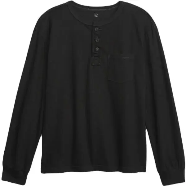 GAP LS VINTAGE HENLEY Chlapecké tričko, černá, velikost
