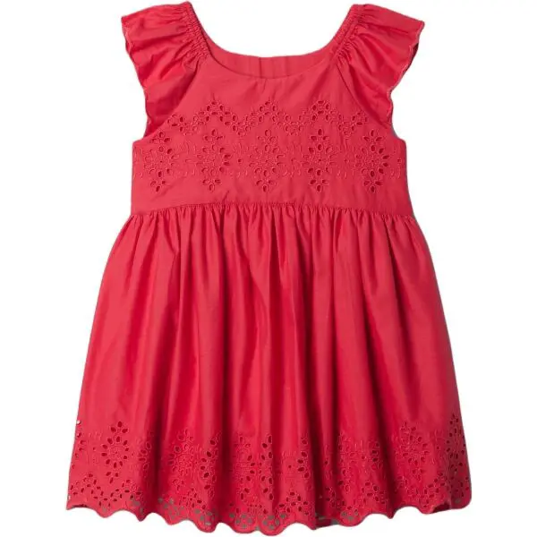 GAP EYELET Dívčí šaty, červená, velikost