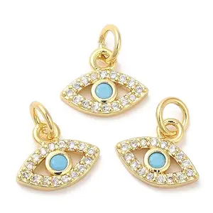 Eco-Friendly Brass Micro Pave Cubic Zirconia Charms