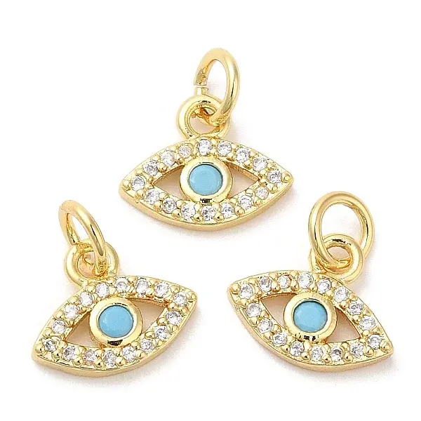 Eco-Friendly Brass Micro Pave Cubic Zirconia Charms