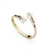 Real 18K Gold Plated Brass Cubic Zirconia Cuff Rings