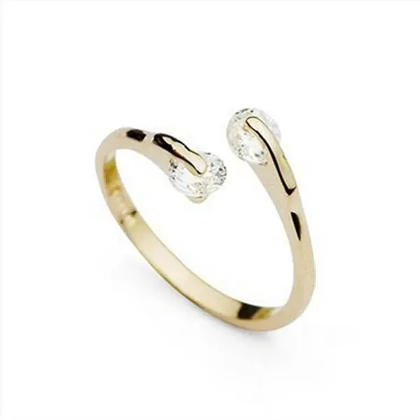 Real 18K Gold Plated Brass Cubic Zirconia Cuff Rings