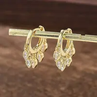Brass Micro Pave Clear Cubic Zirconia Huggie Hoop Earrings