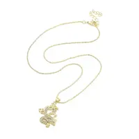 Brass Micro Pave Clear Cubic Zirconia Pendant Necklaces