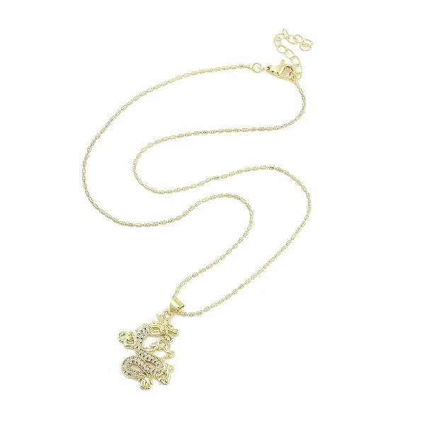 Brass Micro Pave Clear Cubic Zirconia Pendant Necklaces