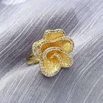 Brass Micro Pave Clear Cubic Zirconia Cuff Rings for Women