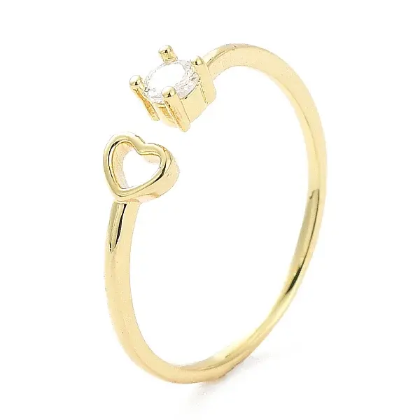 Rack Plating Brass Micro Pave Clear Cubic Zirconia Cuff Rings