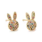 Cubic Zirconia Rabbit Stud Earrings