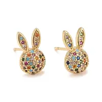 Cubic Zirconia Rabbit Stud Earrings