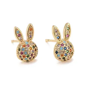 Cubic Zirconia Rabbit Stud Earrings